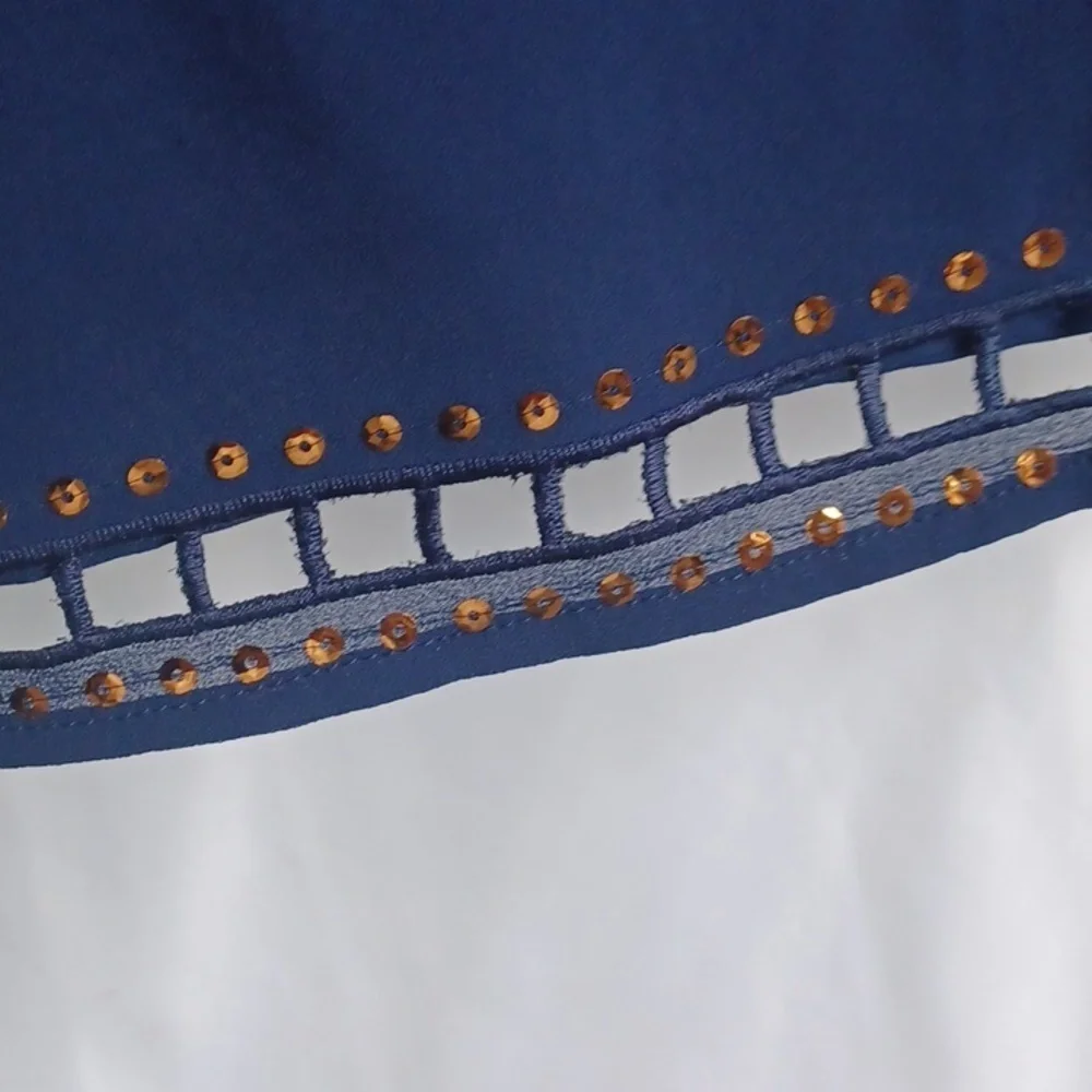 Alya Navy Sequin Copper Studded Dress. Medium